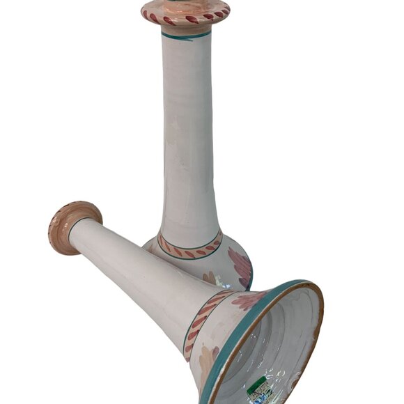 Vintage Pair Of Hand-Painted Ceramic Candlesticks Southwest 14" 7701 - Picture 5 of 15